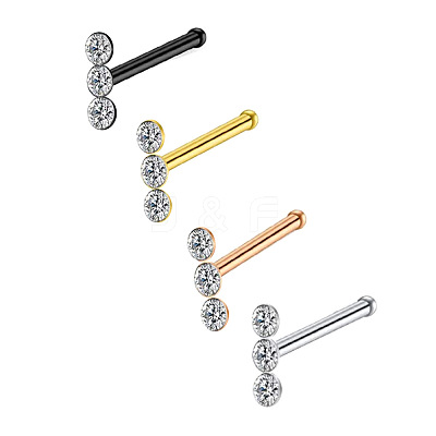 304 Stainless Steel Crystal Rhinestone 3 Flat Round Nose Bone Rings WGC36FF-02-1