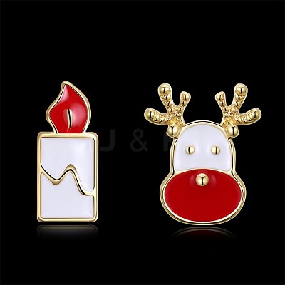 Classic Zinc Alloy Enamel Stud Earrings EJEW-BB31880-A-1