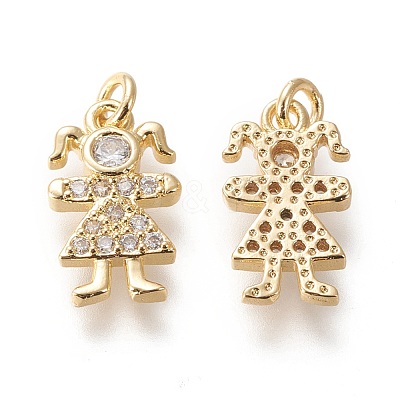 Brass Micro Pave Cubic Zirconia Charms KK-M209-09G-1