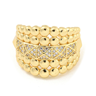 Clear Cubic Zirconia Open Cuff Ring RJEW-L121-028G-1