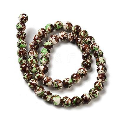 Synthetic Turquoise Dyed Camouflage Beads Strands G-E594-24M-A-1