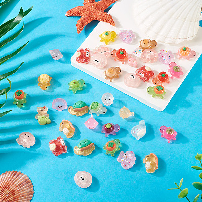 45Pcs 3 Styles Luminous Transparent Resin Marine Organism Ornaments DJEW-TA0001-23-1