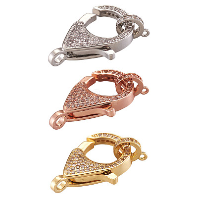 Brass Micro Pave Cubic Zirconia Lobster Claw Clasps ZIRC-TA0001-12-1