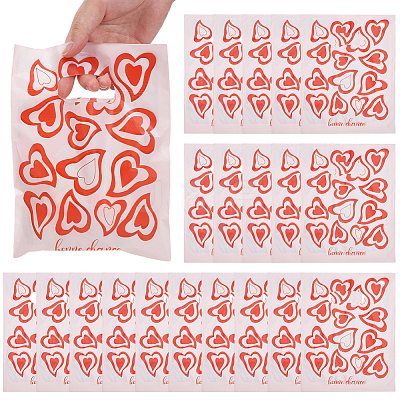100Pcs Heart Printed Eco-Friendly Reusable Bags ABAG-SP0001-61A-B-1