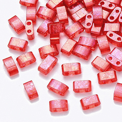 FGB 2-Hole Baking Paint Transparent Glass Seed Beads SEED-S031-M-254-1