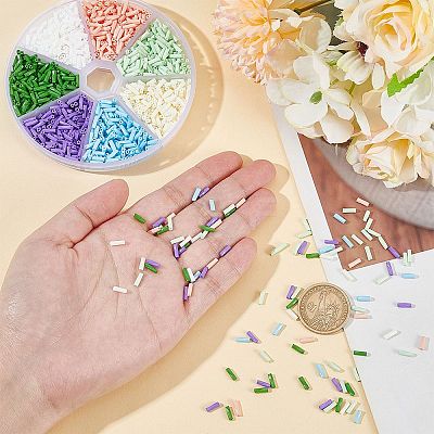 70G 7 Colors Opaque Colours Glass Twist Bugle Beads GLAA-PH0003-70-1