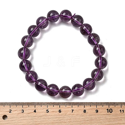 Natural Amethyst Round Beads Stretch Bracelets for Women BJEW-L712-B04-10mm-1