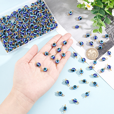 200Pcs Evil Eye Resin Beads Connector Charms RESI-HY0001-05-1