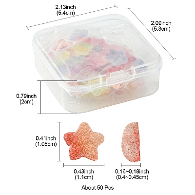 50Pcs Opaque Resin Cabochons RESI-FS0001-57-1
