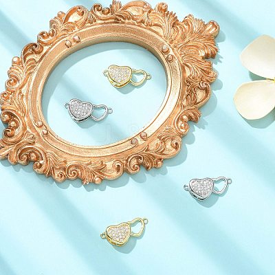 4Pcs 2 Colors Brass Micro Pave Clear Cubic Zirconia Box Clasps KK-CJ0005-90-1