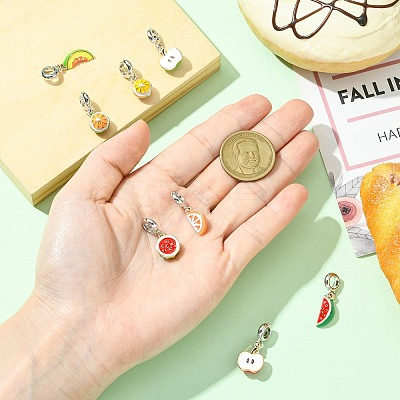 8Pcs 8 Styles Alloy Enamel European Dangle Charms ENAM-CJ0007-04-1