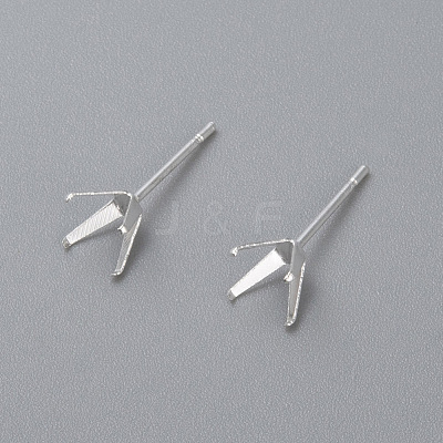 304 Stainless Steel Prong Earring Settings LS-STAS-O098-06S-04-1