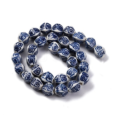 Handmade Blue and White Porcelain Beads Strands PORC-I027-07-1
