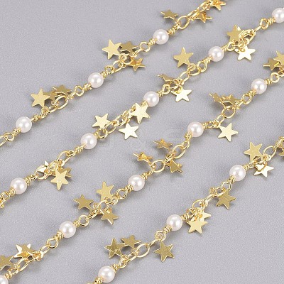 3.28 Feet Handmade Brass Beaded Chains X-CHC-I029-05G-1