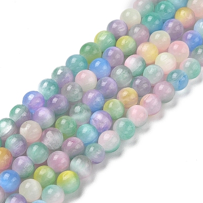 Natural Selenite Beads Strands G-Q162-A01-01A-01-1