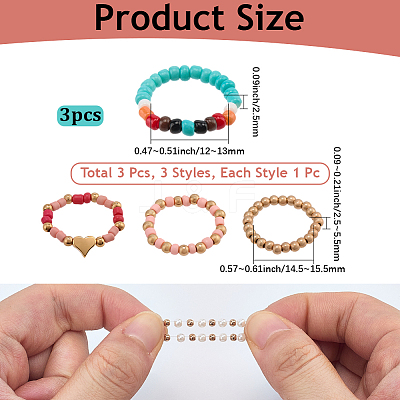 6Pcs 2 Styles Glass Beaded Decorative Rings for Smartwatch Band AJEW-CP0009-94B-1