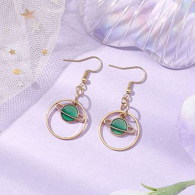 304 Stainless Steel with Alloy Enamel Dangle Earrings EJEW-JE06028-1