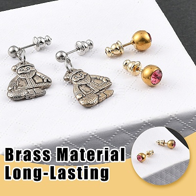 20Pcs 2 Colors Brass Ear Nuts KK-YW0004-63-1