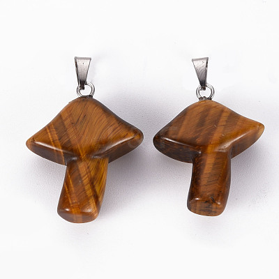 Natural Tiger Eye Pendants X-G-R480-02F-1