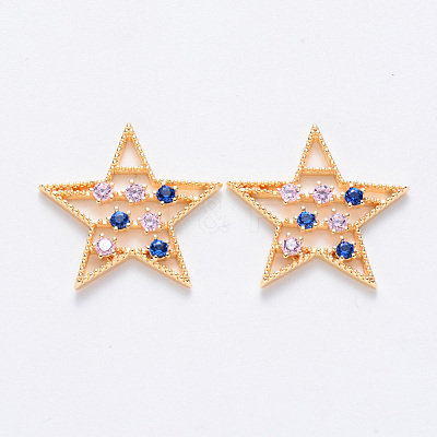 Brass Micro Pave Cubic Zirconia Filigree Joiners KK-T049-062G-NF-1