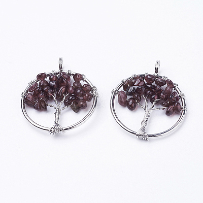 Natural Garnet Pendants G-E419-09P-1
