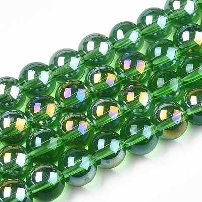Electroplate Transparent Glass Beads Strands GLAA-T032-T8mm-AB07-1