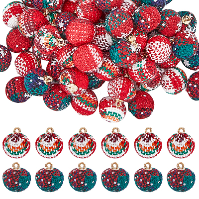 64Pcs 2 Colors Cotton Covered Aluminum Fabric Pendants FIND-FH0003-95-1