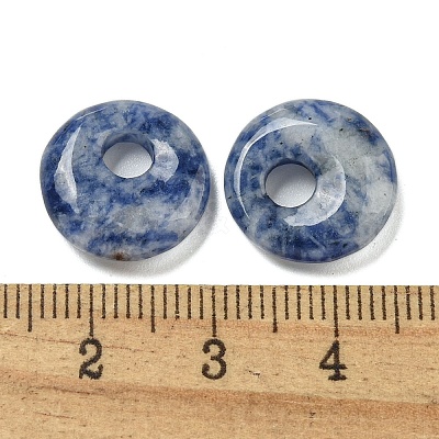 Natural Blue Spot Jasper Donut/Pi Disc Charms G-G142-02E-1