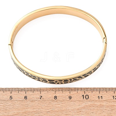 Ion Plating(IP) 304 Stainless Steel Enamel Hinged Bangles BJEW-D408-19G-1