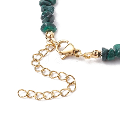 Natural Malachite Chip Beaded Bracelets for Women X-BJEW-JB11742-10-1