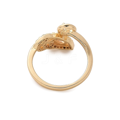 Leaf Brass Micro Pave Cubic Zirconia Cuff Ring Setting KK-A244-01G-G-1
