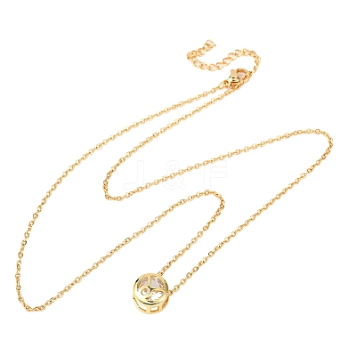 Brass Pave Cubic Zirconia Birth Stone Constellation Pendant Cable Chain Necklaces NJEW-D334-01G-03-1