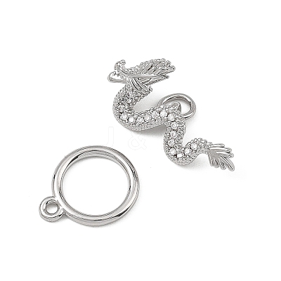 SHEGRACE Dragon Brass Micro Pave Clear Cubic Zirconia Toggle Clasps XGRQ58413-788P-1