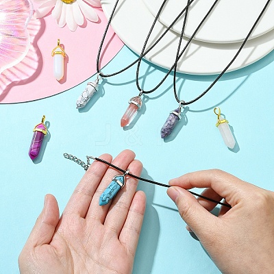 DIY Bullet Natural & Synthetic Gemstone Necklace Jewelry Making Kits DIY-YW0012-32-1
