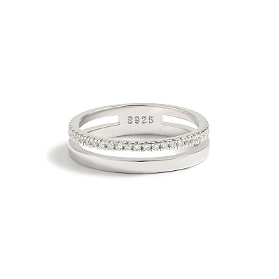 Simple Style 925 Sterling Silver Micro Pave Clear Cubic Zirconia Finger Rings WG5B003-01-1