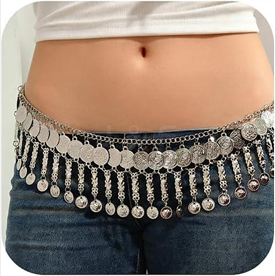 Bohemian Alloy Coin Tassel Waist Chains AJEW-WH0596-933P-1