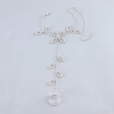 Leaf Alloy Crystal Rhinestone Toe Ring Anklets for Women FS-WGEBB2B-01-1
