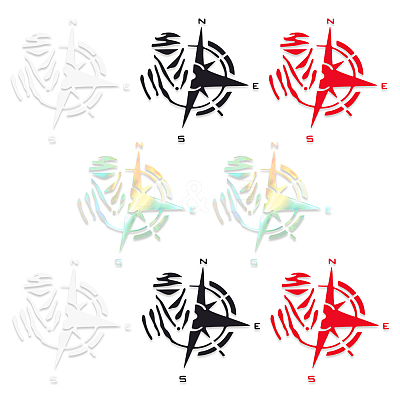 8 Sheets 4 Colors PET Compass Self Adhesive Car Stickers STIC-GA0001-16-1