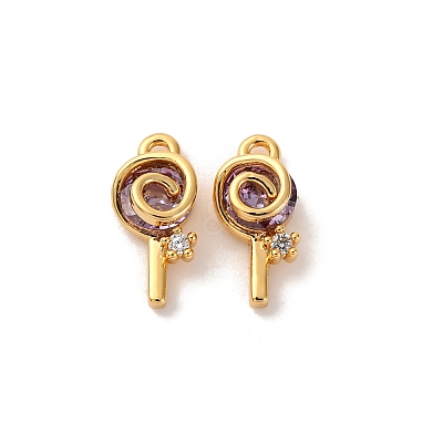 Brass Micro Pave Cubic Zirconia Pendants KK-K382-25G-01-1
