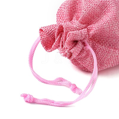 Polyester Imitation Burlap Packing Pouches Drawstring Bags X-ABAG-R004-14x10cm-04-1