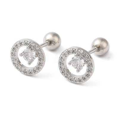 Ring Brass Micro Pave Clear Cubic Zirconia Cartilage Earrings EJEW-L289-02P-05-1