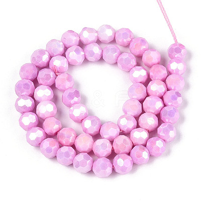 Anti-Tarnish Electroplate Glass Beads Strands EGLA-T021-8mm-15-02-1