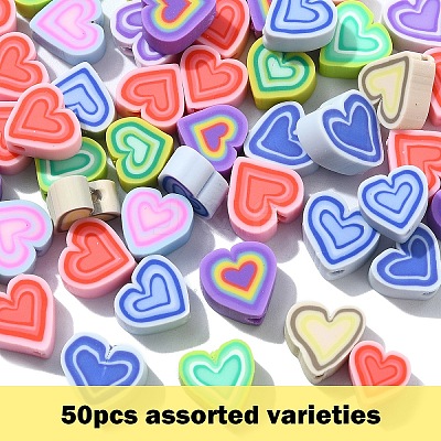 50Pcs Handmade Polymer Clay Beads CLAY-YW0002-32-1