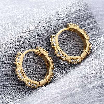 Brass Micro Pave Clear Cubic Zirconia Hoop Earrings EJEW-R025-17G-1