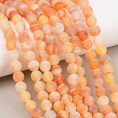 Frosted Natural Agate Beads Strands G-F367-8mm-03-1