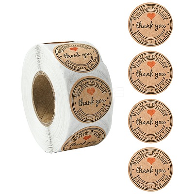 Kraft Paper Thank You Sticker Rolls STIC-YW0001-04-1