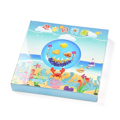 DIY Peacock Pattern Shell Conch Disk Paste Painting For Kids DIY-P035-05-1