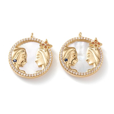 Real 18K Gold Plated Brass Micro Pave Clear Cubic Zirconia Pendants ZIRC-J039-14G-J-1