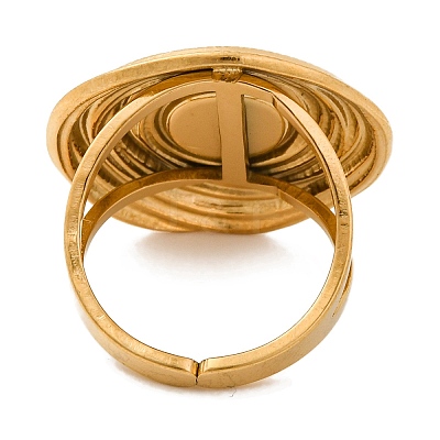 Round Natural Mixed Stone Finger Rings RJEW-Q822-17G-1