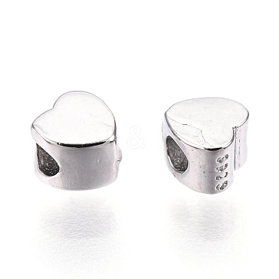 Rhodium Plated 925 Sterling Silver Beads STER-T004-75P-1